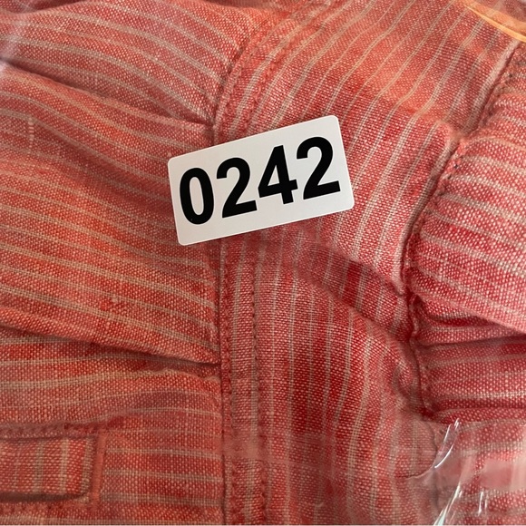 Anthropologie Coral Pink White Striped Linen Pull-On Pants 20242 - Picture 15 of 15